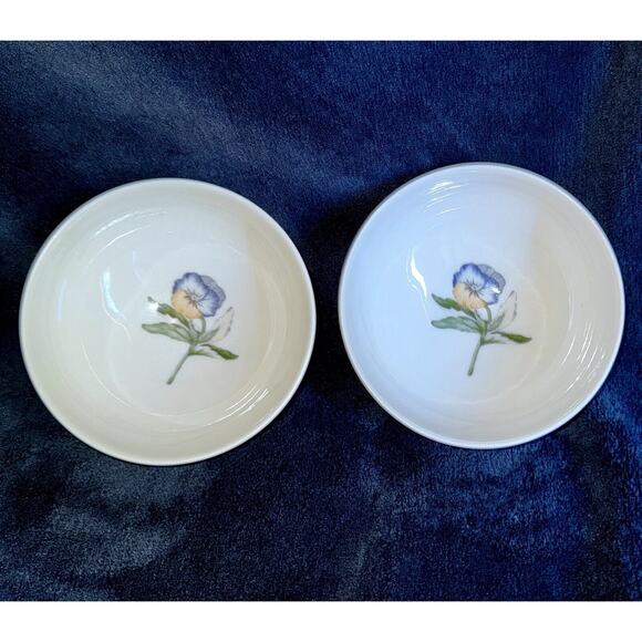 Johnson Brothers Enchanted Garden Fruit Saucer Bowl England Violet Pansy Lot 2 - Picture 3 of 8